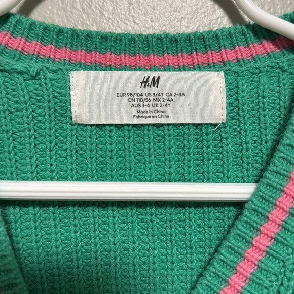 H&M Green Kids Cardigan with Pink Accents - Picture 2 of 4